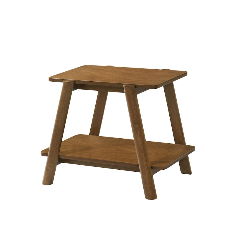 Table d'appoint étagère en bois du milieu du siècle, finition noyer