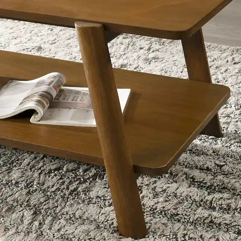 Table d'appoint étagère en bois du milieu du siècle, finition noyer