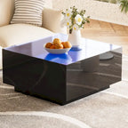 Table basse LED avec plateau en verre trempé dépoli