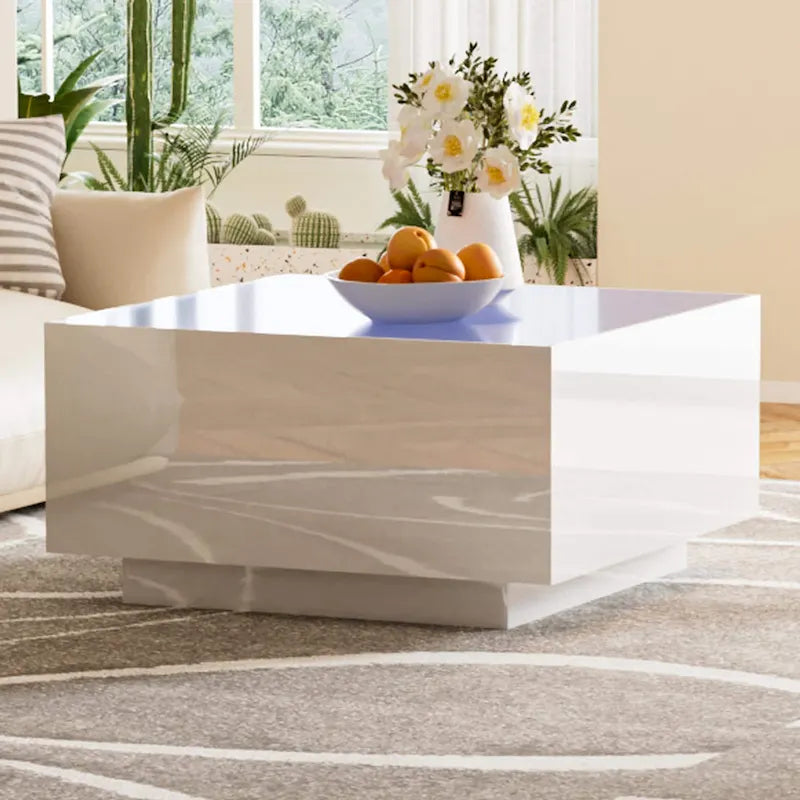 Table basse LED avec plateau en verre trempé dépoli