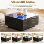 Table basse LED avec plateau en verre trempé dépoli