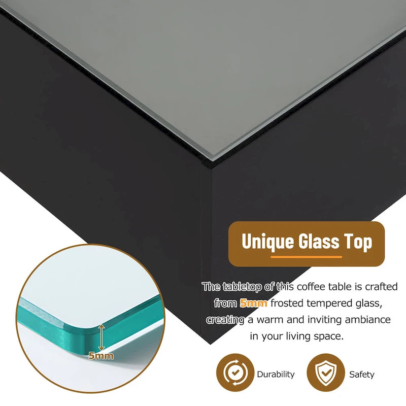Table basse LED avec plateau en verre trempé dépoli
