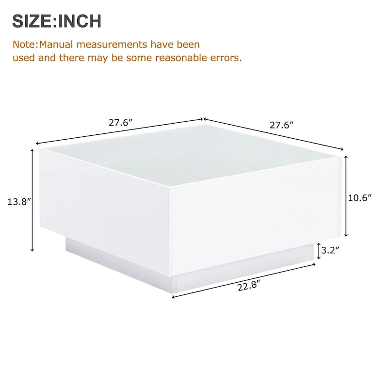 Table basse LED avec plateau en verre trempé dépoli