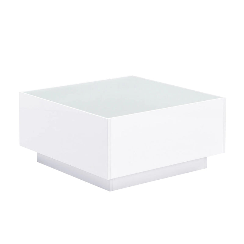 Table basse LED avec plateau en verre trempé dépoli