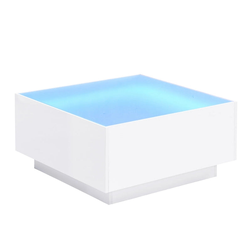 Table basse LED avec plateau en verre trempé dépoli
