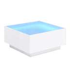 Table basse LED avec plateau en verre trempé dépoli