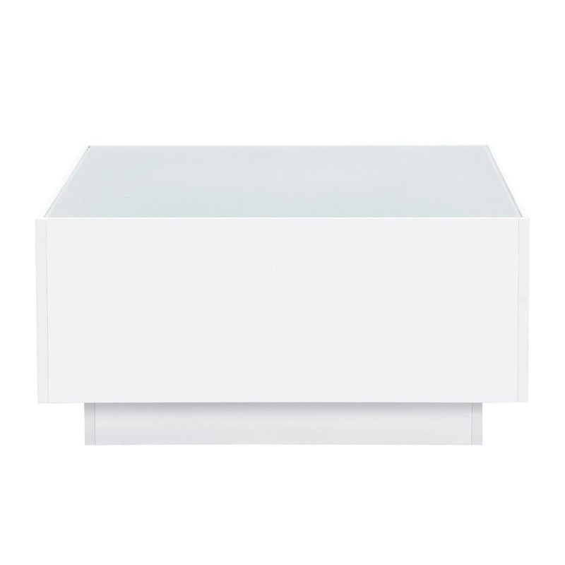 Table basse LED avec plateau en verre trempé dépoli