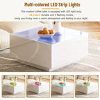 Table basse LED avec plateau en verre trempé dépoli