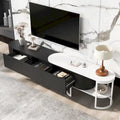 Meuble TV extensible avec 3 tiroirs et pieds réglables en métal (Convient aux téléviseurs jusqu'à 75 pouces)