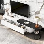 Meuble TV extensible avec 3 tiroirs et pieds réglables en métal (Convient aux téléviseurs jusqu'à 75 pouces)