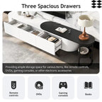 Meuble TV extensible avec 3 tiroirs et pieds réglables en métal (Convient aux téléviseurs jusqu'à 75 pouces)
