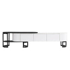 Meuble TV extensible avec 3 tiroirs et pieds réglables en métal (Convient aux téléviseurs jusqu'à 75 pouces)