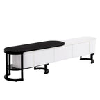 Meuble TV extensible avec 3 tiroirs et pieds réglables en métal (Convient aux téléviseurs jusqu'à 75 pouces)
