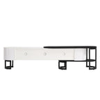 Meuble TV extensible avec 3 tiroirs et pieds réglables en métal (Convient aux téléviseurs jusqu'à 75 pouces)
