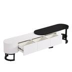 Meuble TV extensible avec 3 tiroirs et pieds réglables en métal (Convient aux téléviseurs jusqu'à 75 pouces)