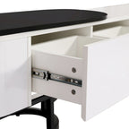 Meuble TV extensible avec 3 tiroirs et pieds réglables en métal (Convient aux téléviseurs jusqu'à 75 pouces)