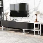 Meuble TV extensible avec 3 tiroirs et pieds réglables en métal (Convient aux téléviseurs jusqu'à 75 pouces)