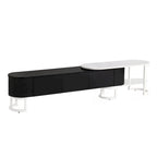 Meuble TV extensible avec 3 tiroirs et pieds réglables en métal (Convient aux téléviseurs jusqu'à 75 pouces)