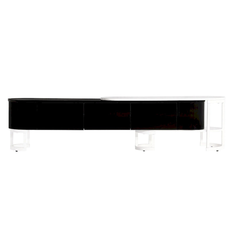 Meuble TV extensible avec 3 tiroirs et pieds réglables en métal (Convient aux téléviseurs jusqu'à 75 pouces)