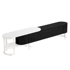 Meuble TV extensible avec 3 tiroirs et pieds réglables en métal (Convient aux téléviseurs jusqu'à 75 pouces)