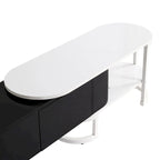 Meuble TV extensible avec 3 tiroirs et pieds réglables en métal (Convient aux téléviseurs jusqu'à 75 pouces)
