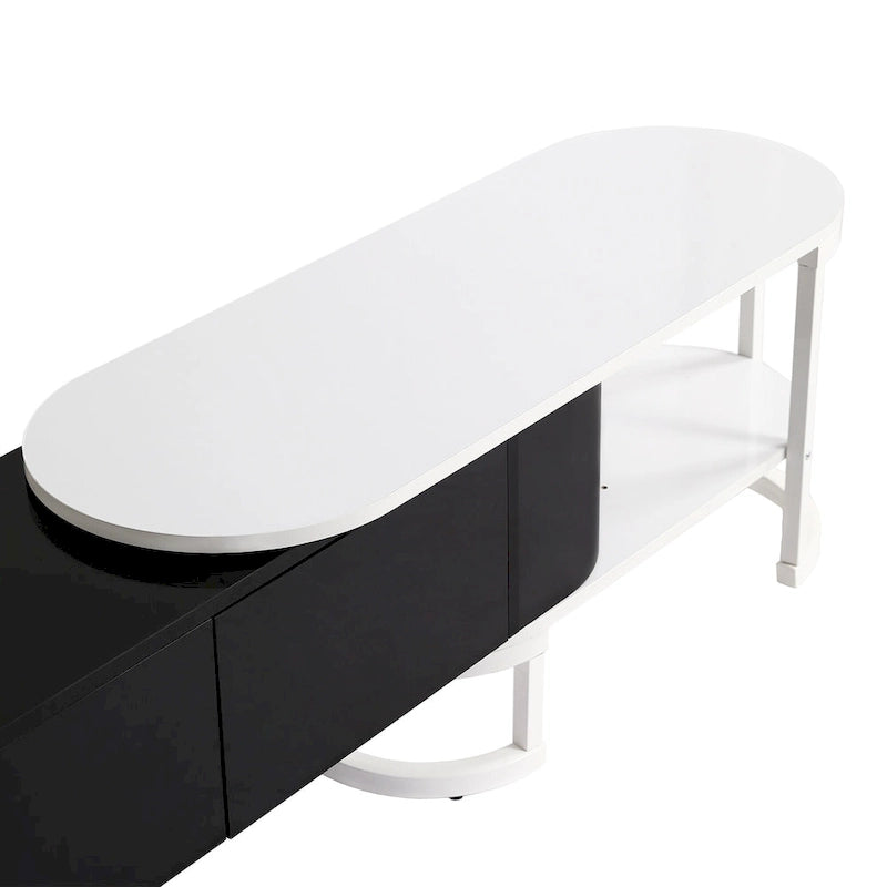 Meuble TV extensible avec 3 tiroirs et pieds réglables en métal (Convient aux téléviseurs jusqu'à 75 pouces)