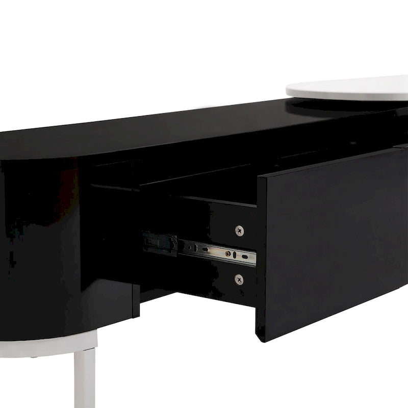 Meuble TV extensible avec 3 tiroirs et pieds réglables en métal (Convient aux téléviseurs jusqu'à 75 pouces)