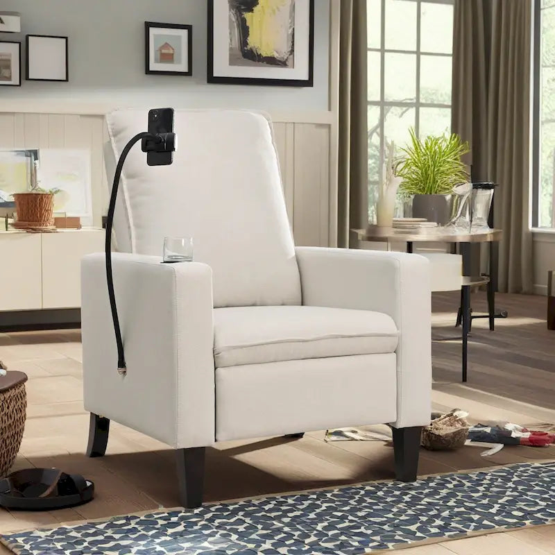 Canapé inclinable réglable avec porte-gobelet et pochette de rangement
