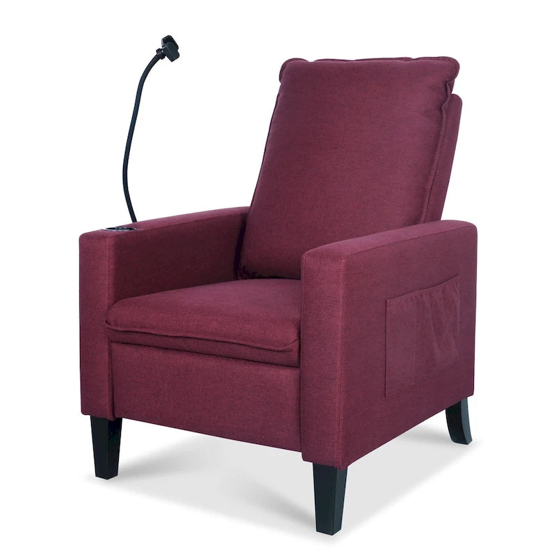 Canapé inclinable réglable avec porte-gobelet et pochette de rangement