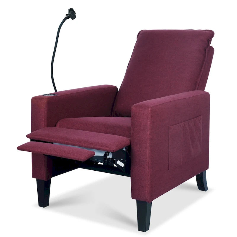 Canapé inclinable réglable avec porte-gobelet et pochette de rangement