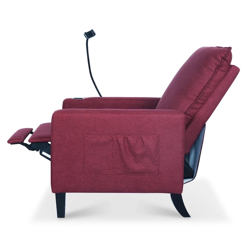 Canapé inclinable réglable avec porte-gobelet et pochette de rangement