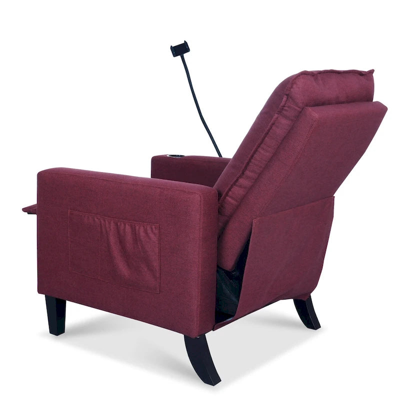 Canapé inclinable réglable avec porte-gobelet et pochette de rangement