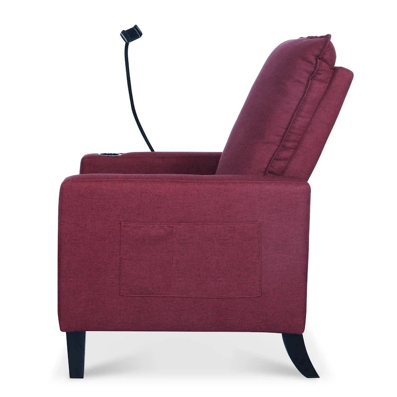 Canapé inclinable réglable avec porte-gobelet et pochette de rangement