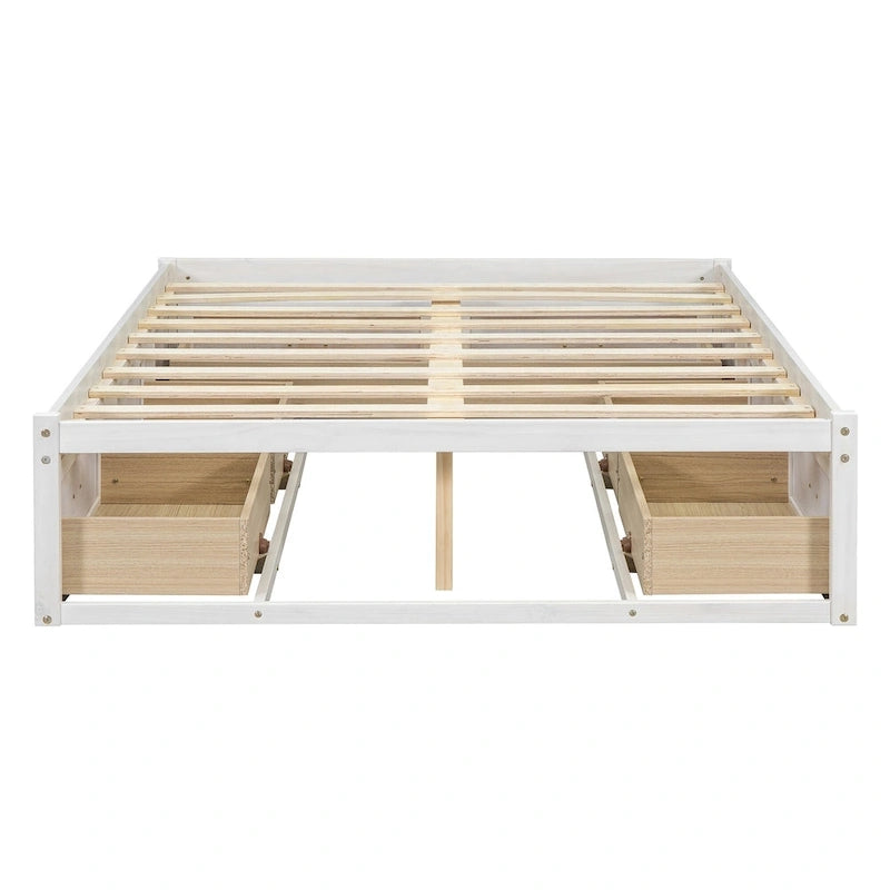 Lit plateforme double avec 6 tiroirs de rangement