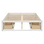 Lit plateforme double avec 6 tiroirs de rangement