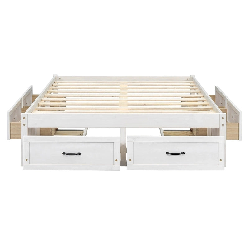 Lit plateforme double avec 6 tiroirs de rangement
