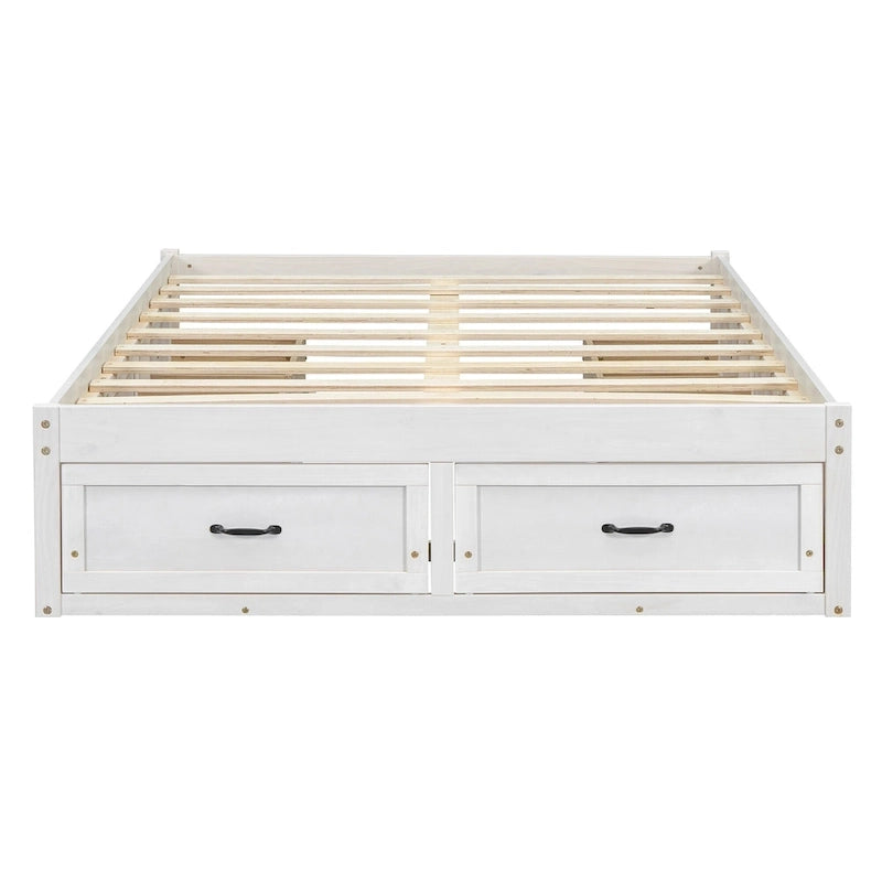 Lit plateforme double avec 6 tiroirs de rangement