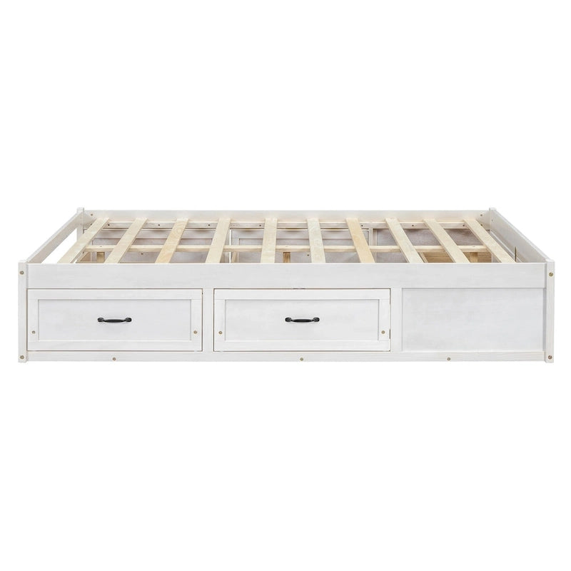 Lit plateforme double avec 6 tiroirs de rangement