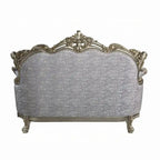Causeuse avec 3 oreillers, tissu gris, finition bronze antique, 73 pouces