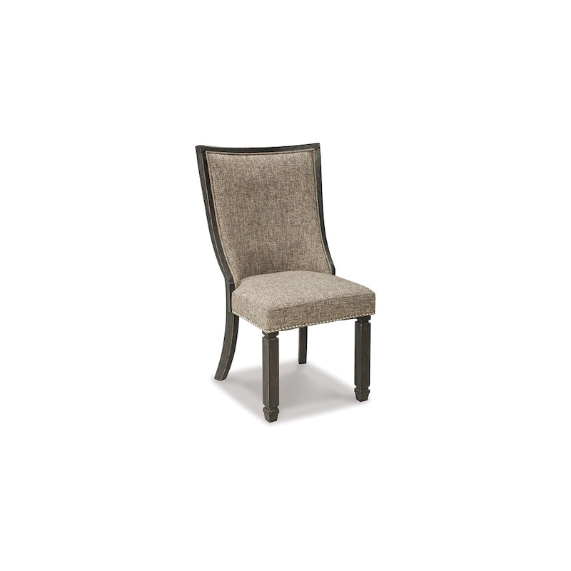 Lot de 2 chaises de salle à manger, noir, polyester tissé gris marron