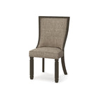 Lot de 2 chaises de salle à manger, noir, polyester tissé gris marron