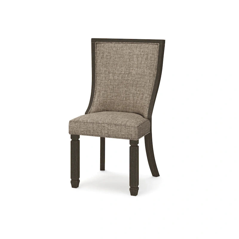 Lot de 2 chaises de salle à manger, noir, polyester tissé gris marron