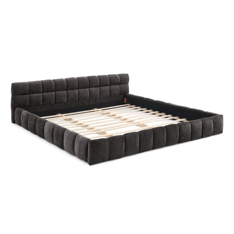 Lit plateforme tapissé avec tête de lit