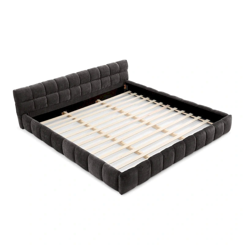 Lit plateforme tapissé avec tête de lit