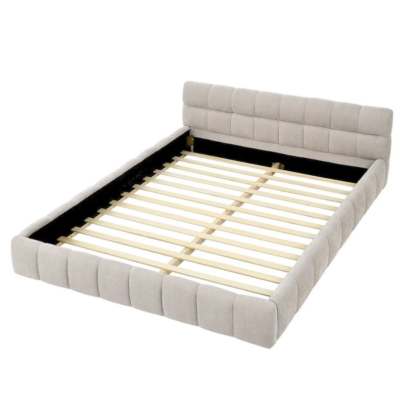 Lit plateforme tapissé avec tête de lit