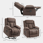 Fauteuil inclinable releveur électrique avec massage et chauffage, fauteuil inclinable en tissu avec télécommande