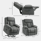 Fauteuil inclinable releveur électrique avec massage et chauffage, fauteuil inclinable en tissu avec télécommande