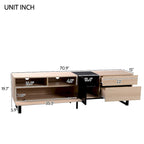 Meuble TV pour téléviseur de 80 pouces avec double espace de rangement, console multimédia, centre de divertissement avec porte abattante