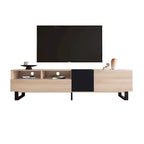 Meuble TV pour téléviseur de 80 pouces avec double espace de rangement, console multimédia, centre de divertissement avec porte abattante
