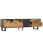 Meuble TV pour téléviseur de 80 pouces avec double espace de rangement, console multimédia, centre de divertissement avec porte abattante